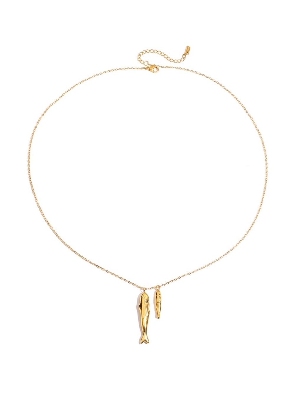 Gold Fish Pendant Necklace Ocean Summer Beach Minimalistic